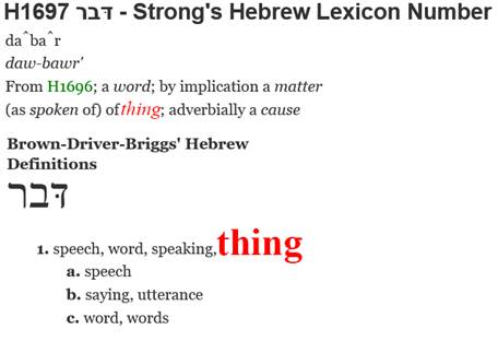 May be an image of ‎text that says '‎H1697 ��� Strong's Hebrew Lexicon Number da ba r daw-bawr' From H1696; a word; by implication a matter as spoken of) ofthing; adverbially a cause Hebrew Definitions דבר 1. speech, word, speaking, thing a. speech b. saying, utterance c. word, words‎'‎